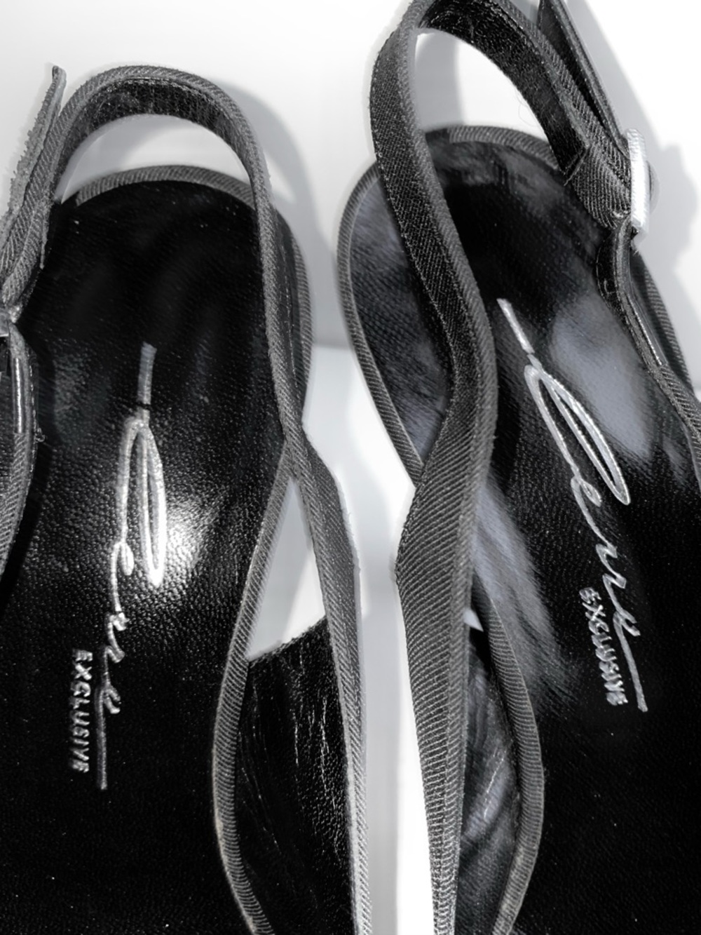 Classic Black Slingback Peep-Toe Heels with Front Bow - Picture 7 of 8